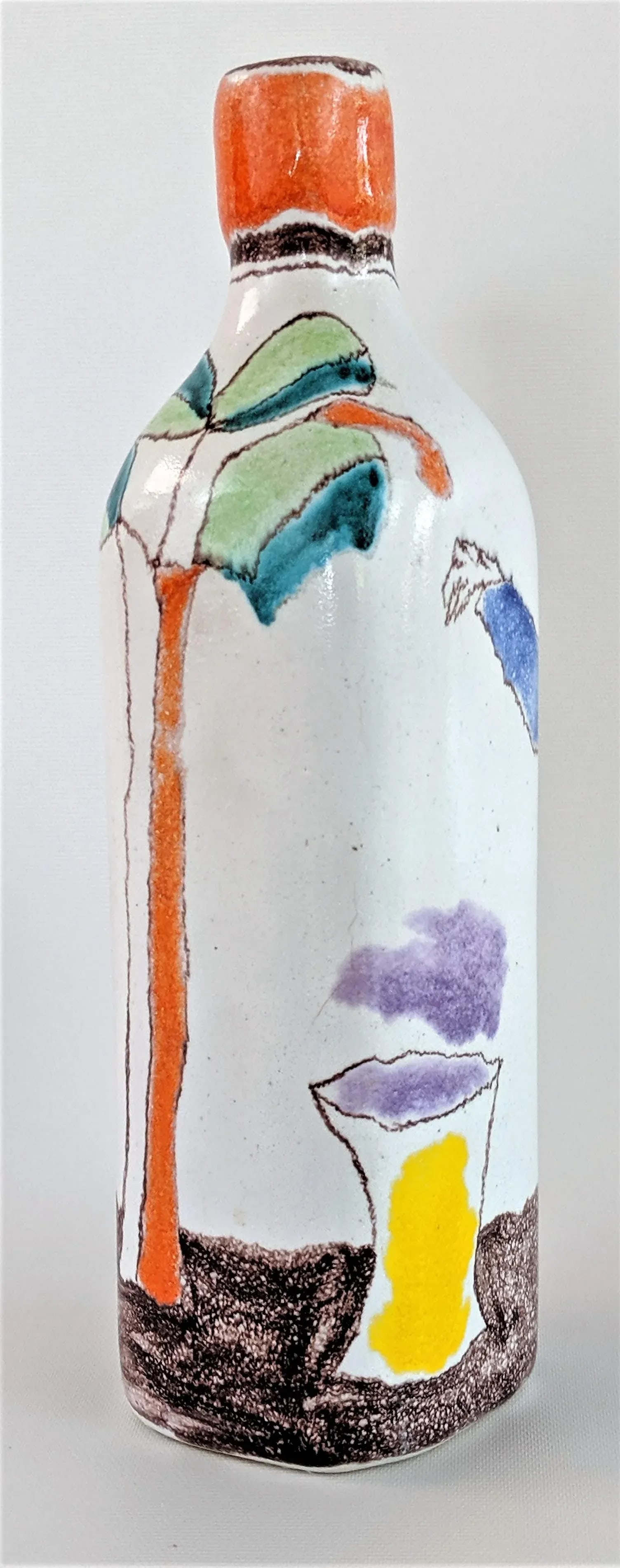 Italian Giovanni Desimone Hand Painted Pottery, Decanter, Vessel - 2