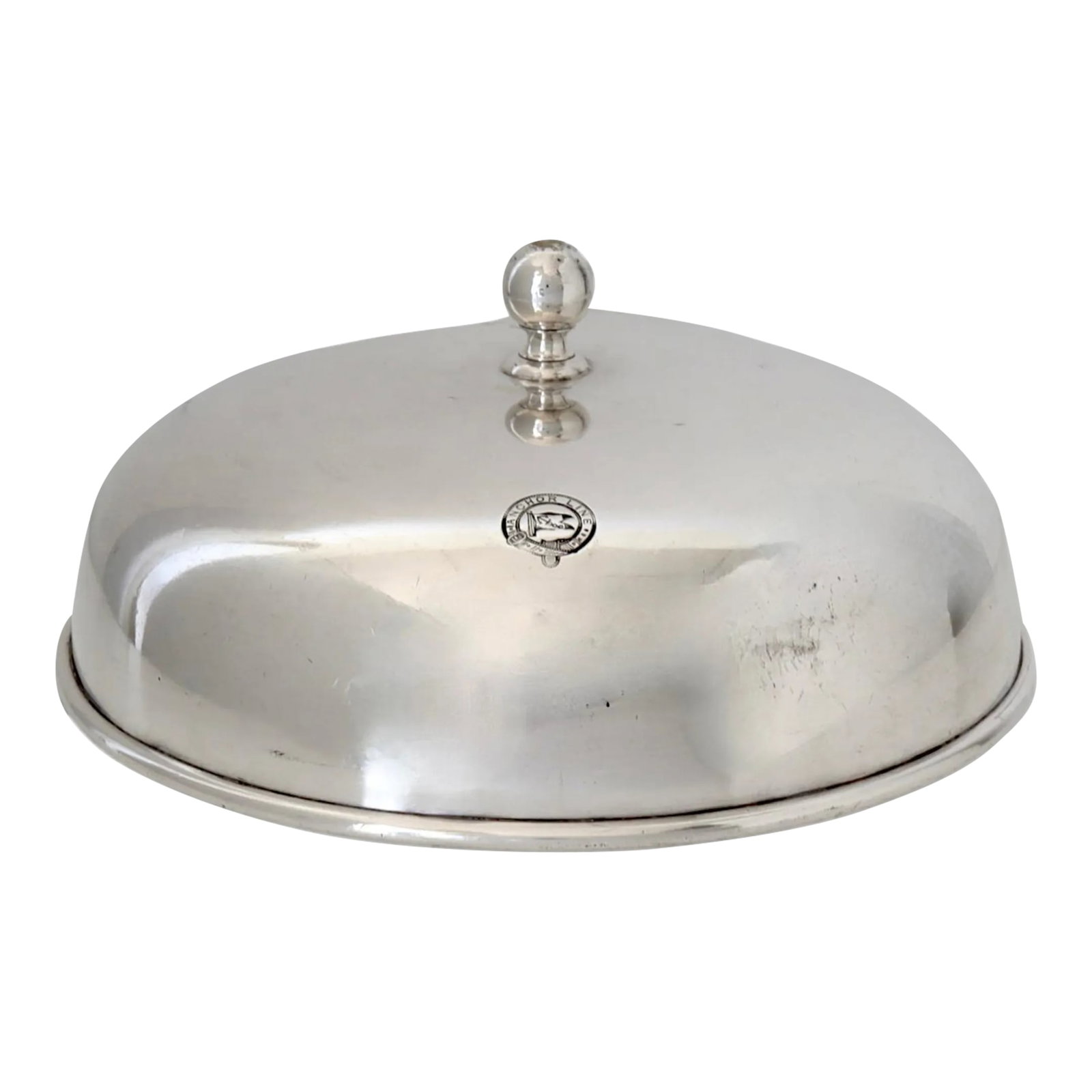 1920s Anchor Line Ocean Liner Food Dome: Step back in time with this exquisite 1920s Anchor Line food dome. Renowned from the 1880s to the 1940s, Anchor Line was celebrated for its elegant ships and exceptional passenger comfort at an