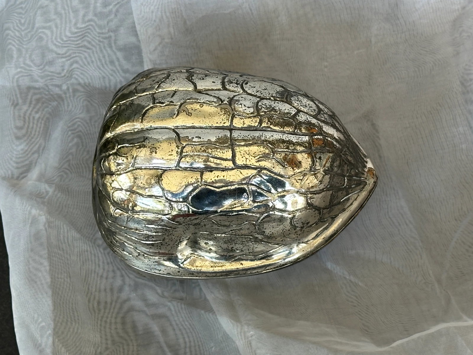 Silver Walnut Shape Trinket Box - 11