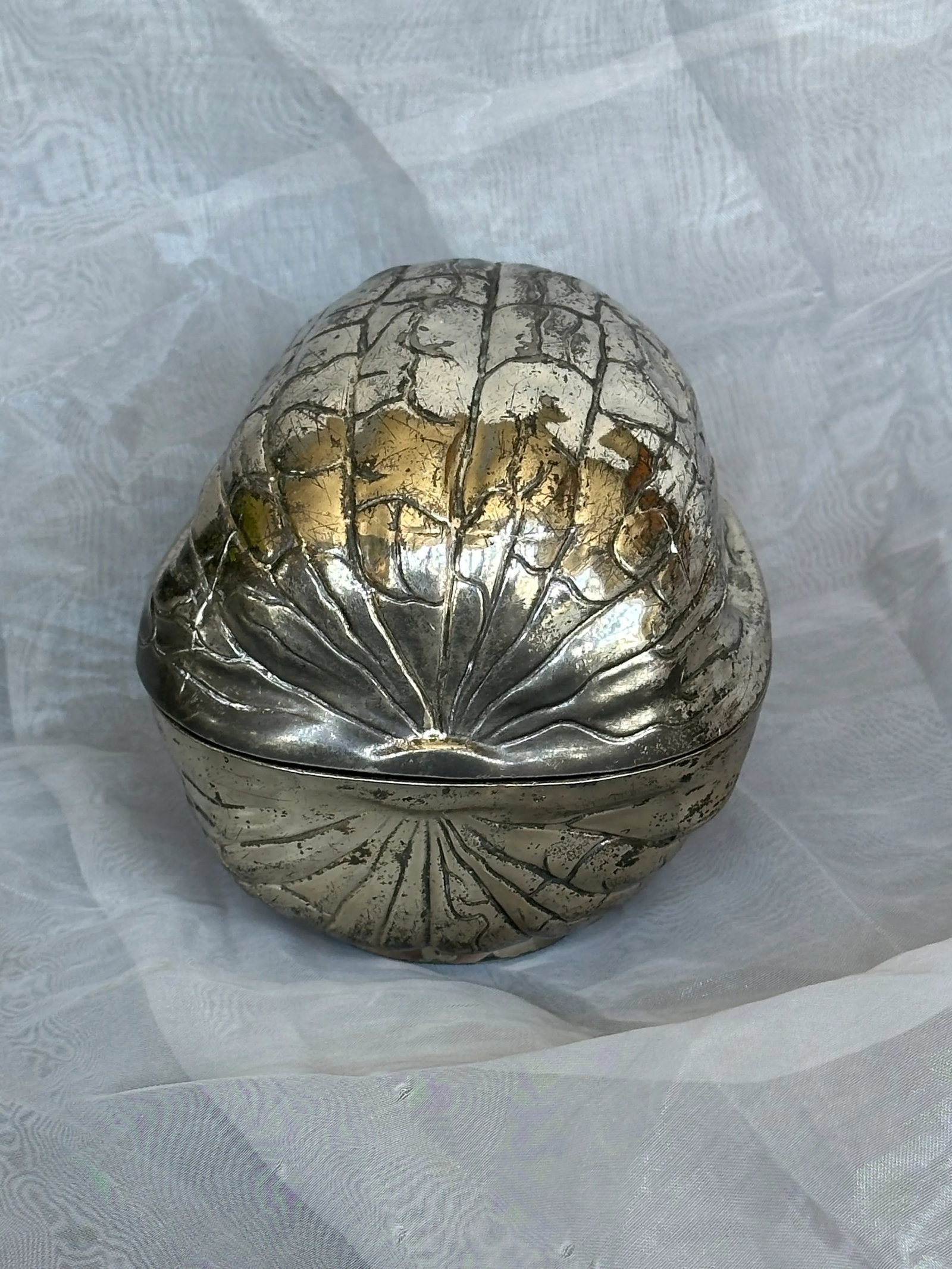 Silver Walnut Shape Trinket Box - 5