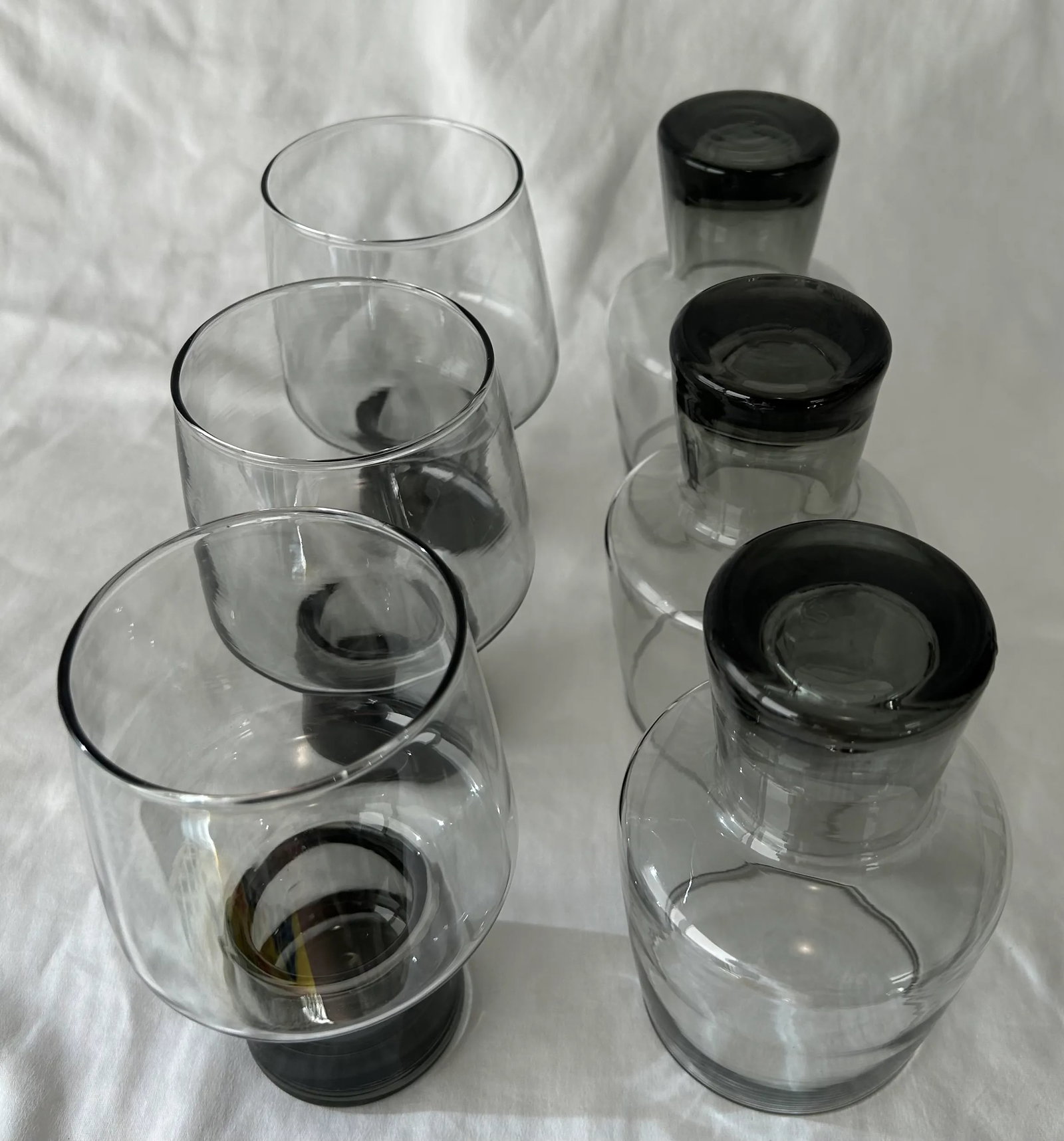 1970s Brutalist Smoked Grey Drinking Glasses by Libbey- Set of 10 - 10