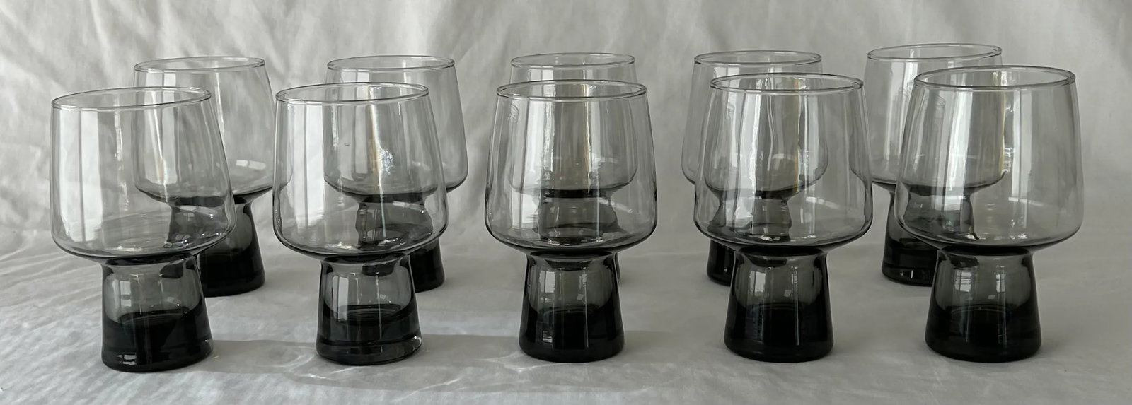 1970s Brutalist Smoked Grey Drinking Glasses by Libbey- Set of 10 - 2