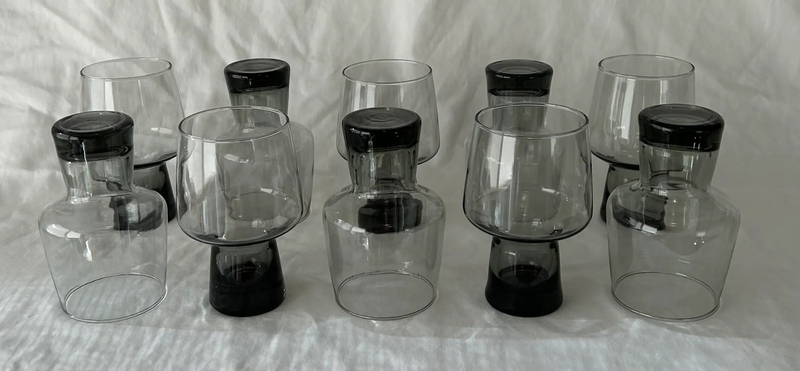 1970s Brutalist Smoked Grey Drinking Glasses by Libbey- Set of 10 - 7