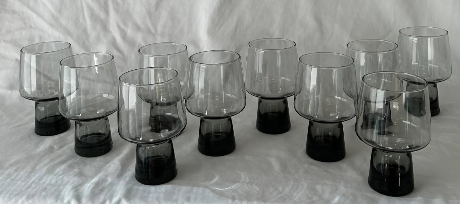 1970s Brutalist Smoked Grey Drinking Glasses by Libbey- Set of 10 - 8