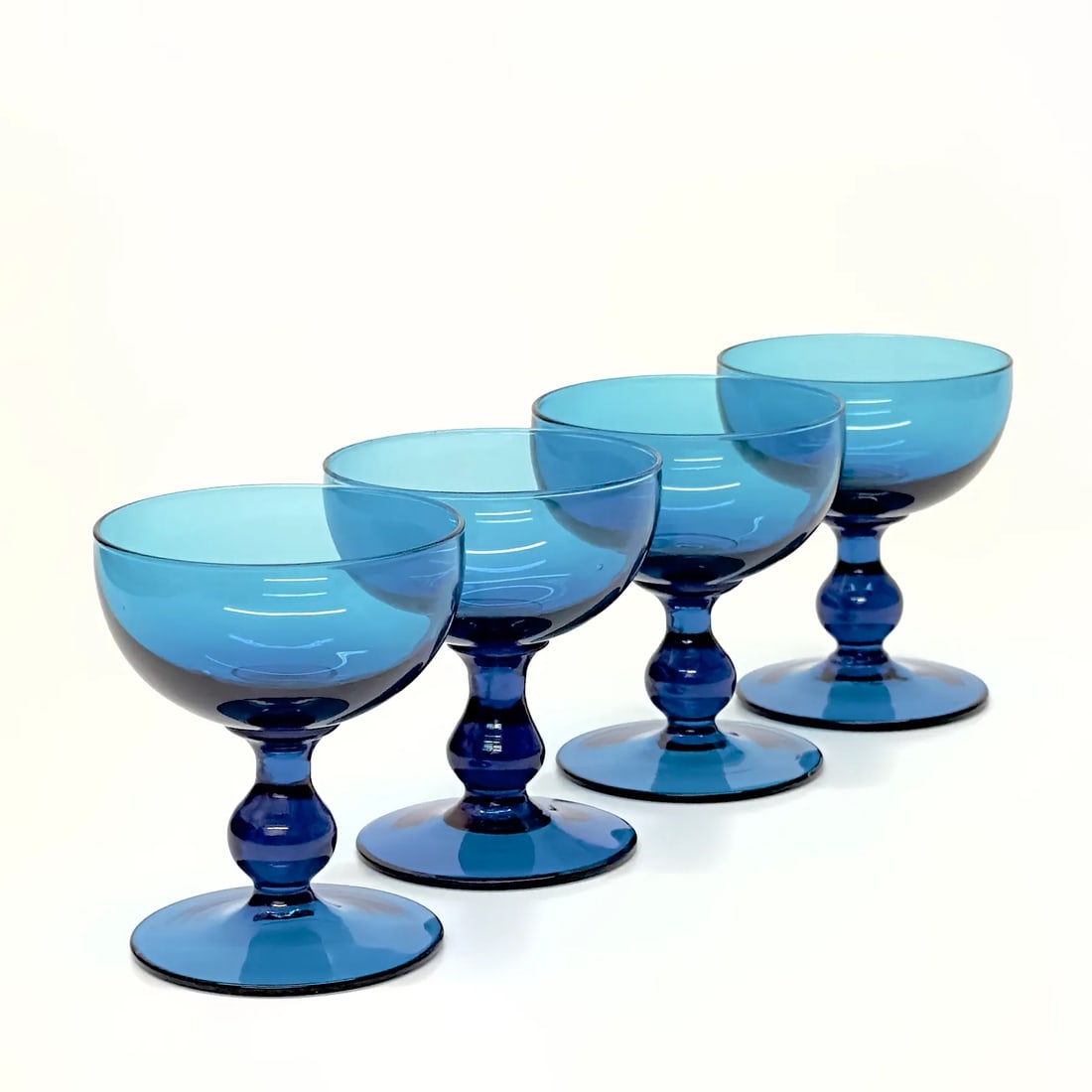 Translucent Turquoise Wine Glasses in the Manner of Carlo Moretti - Set of 4 - 2