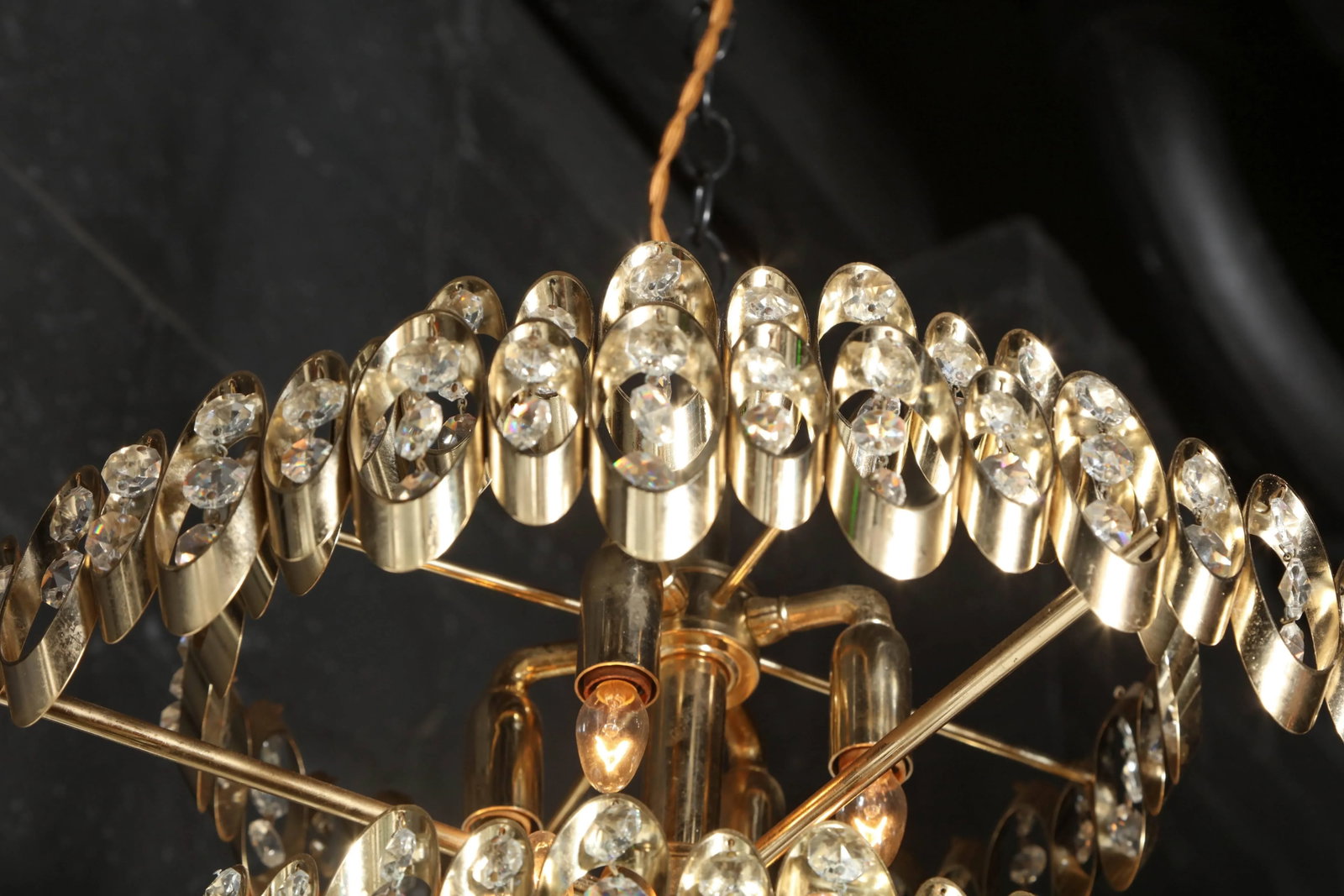 1970s Vintage Gaetano Sciolari Three Tier Brass Pendant - 4