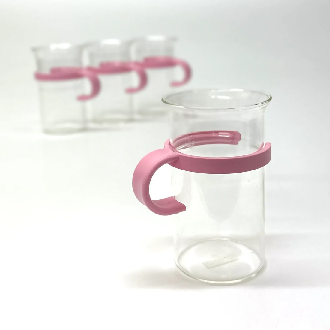1980s Hot Beverage Glasses With Pink Carriers by Bodum - Set of 4 - 2