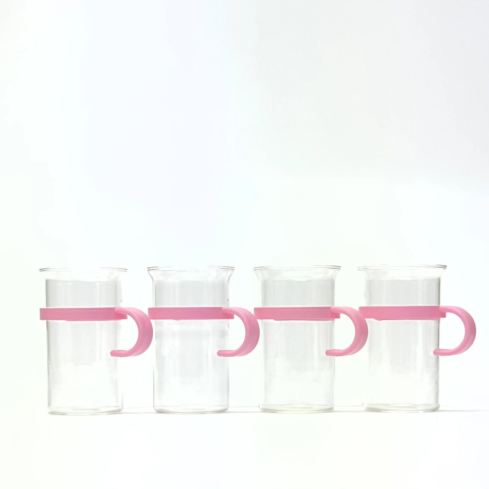 1980s Hot Beverage Glasses With Pink Carriers by Bodum - Set of 4 - 4
