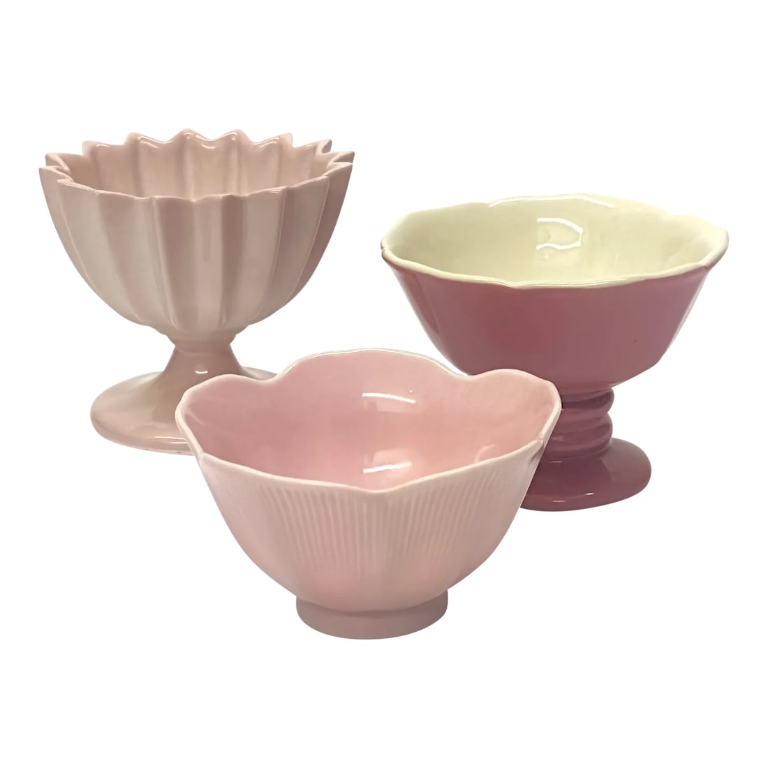 Pink Petite Footed Serving Bowl Curation - Group of 3 (1 of 9)