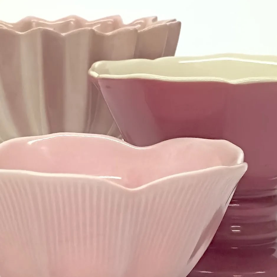 Pink Petite Footed Serving Bowl Curation - Group of 3 - 9