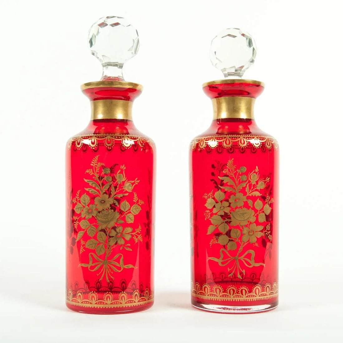 Late 19th Century French Decanter Set With 24k Gold Design - a Pair - 7