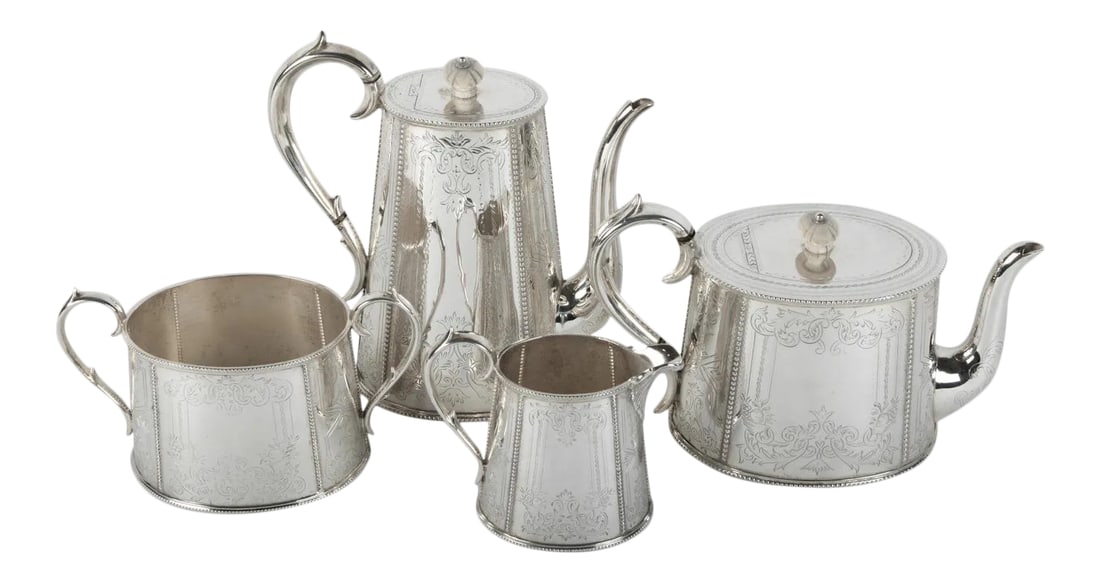 Old English Silver Plate Tea / Coffee Service (1 of 9)