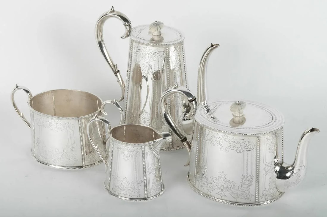 Old English Silver Plate Tea / Coffee Service - 8