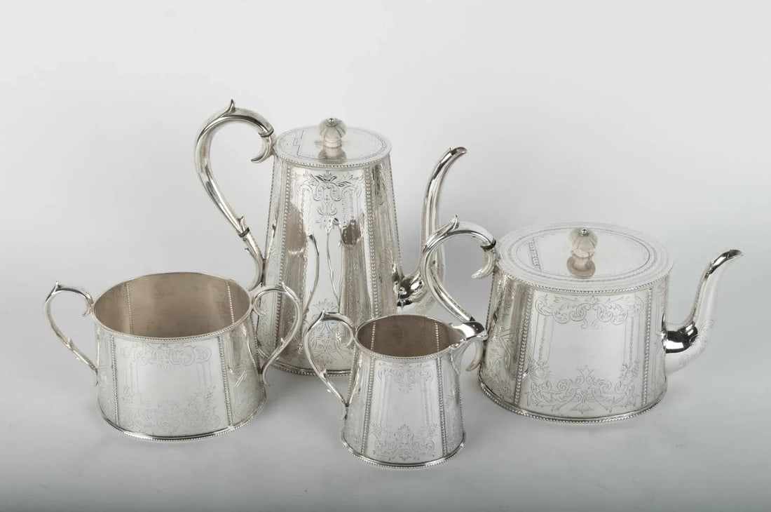Old English Silver Plate Tea / Coffee Service - 9