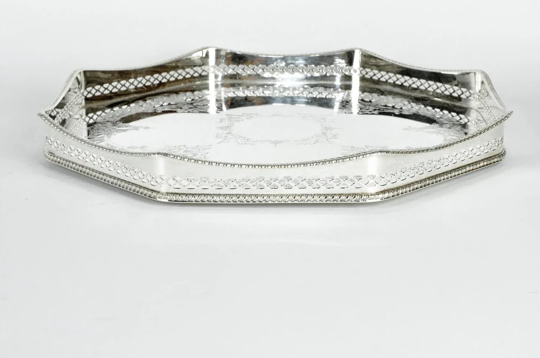 English Sheffield Silver Plate Hexagon Tray - 2