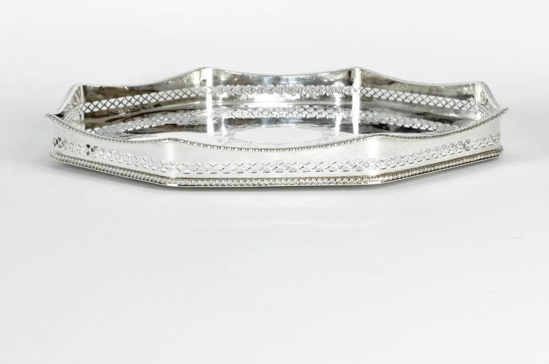 English Sheffield Silver Plate Hexagon Tray - 3