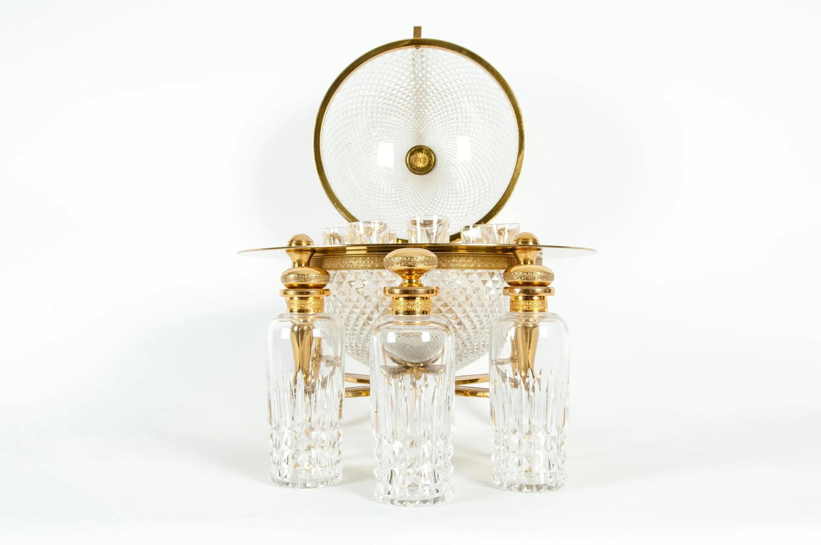 Dore Bronze / Cut Crystal Globe Shape Liquor Cave / Tantalus - 10