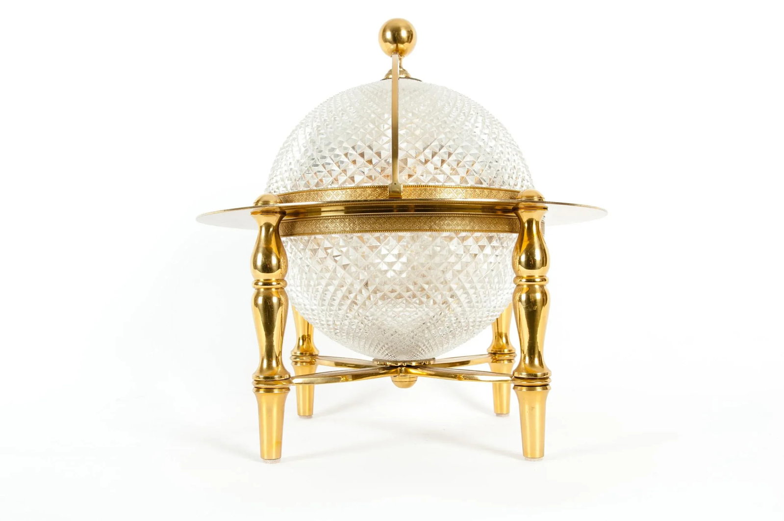 Dore Bronze / Cut Crystal Globe Shape Liquor Cave / Tantalus - 2