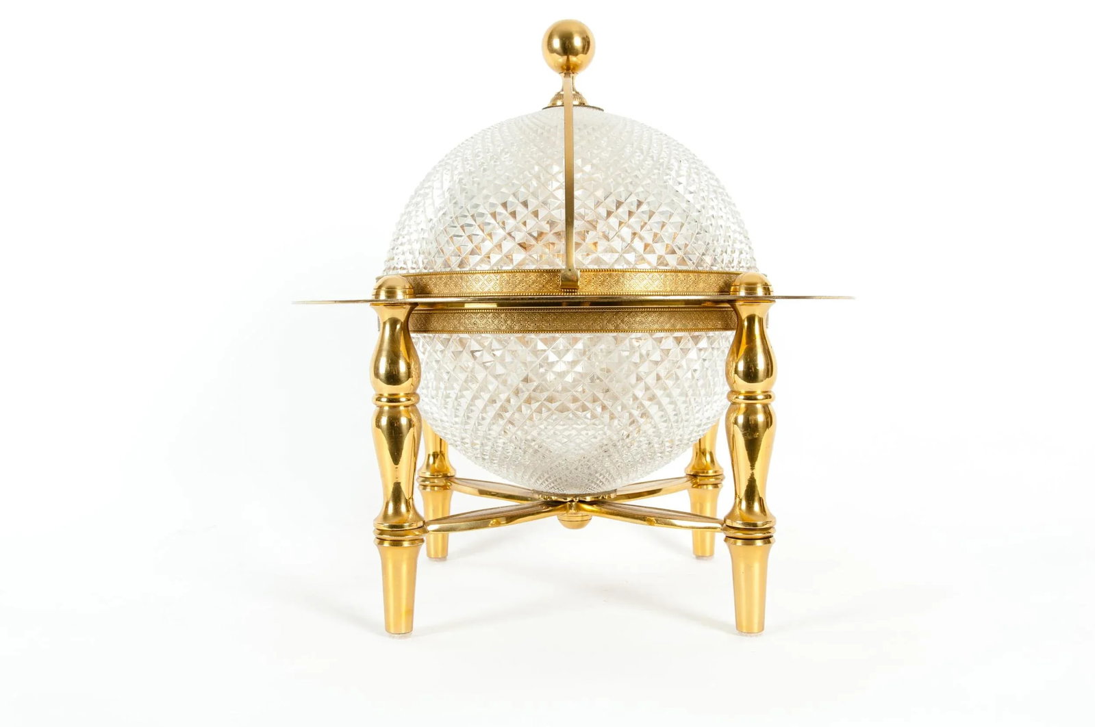 Dore Bronze / Cut Crystal Globe Shape Liquor Cave / Tantalus - 3