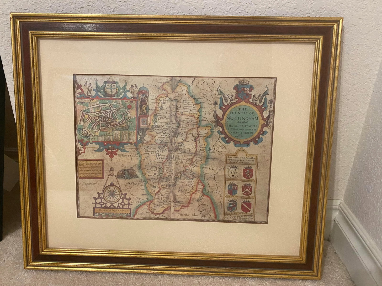 Ethan Allen Vintage "British Country Map" Framed & Matted Print "Mint" Condition. - 2