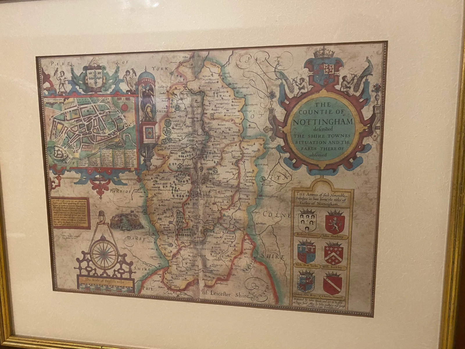 Ethan Allen Vintage "British Country Map" Framed & Matted Print "Mint" Condition. - 3