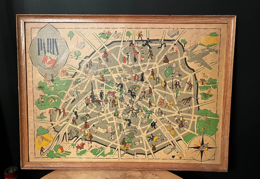 Paris Art Deco Cartoon Style Map From 1949 - 3
