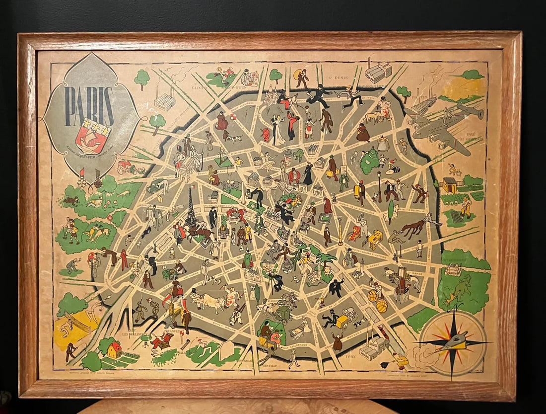 Paris Art Deco Cartoon Style Map From 1949 - 5