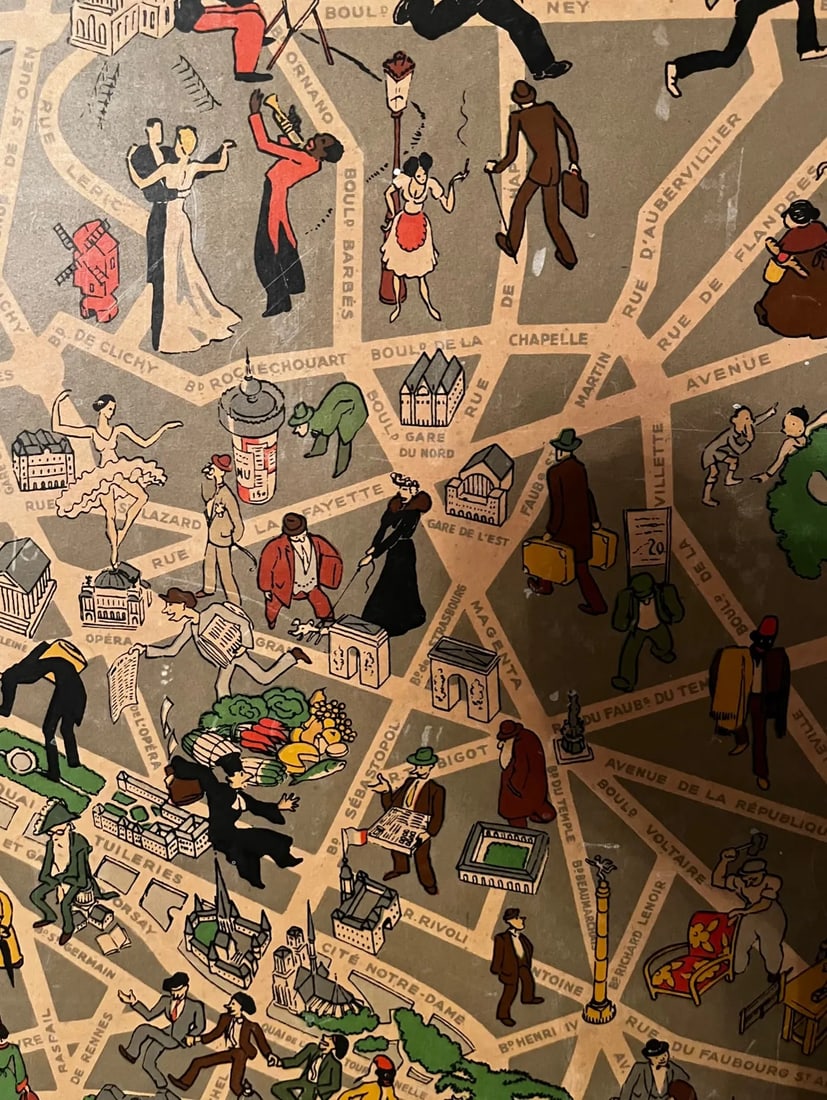 Paris Art Deco Cartoon Style Map From 1949 - 6