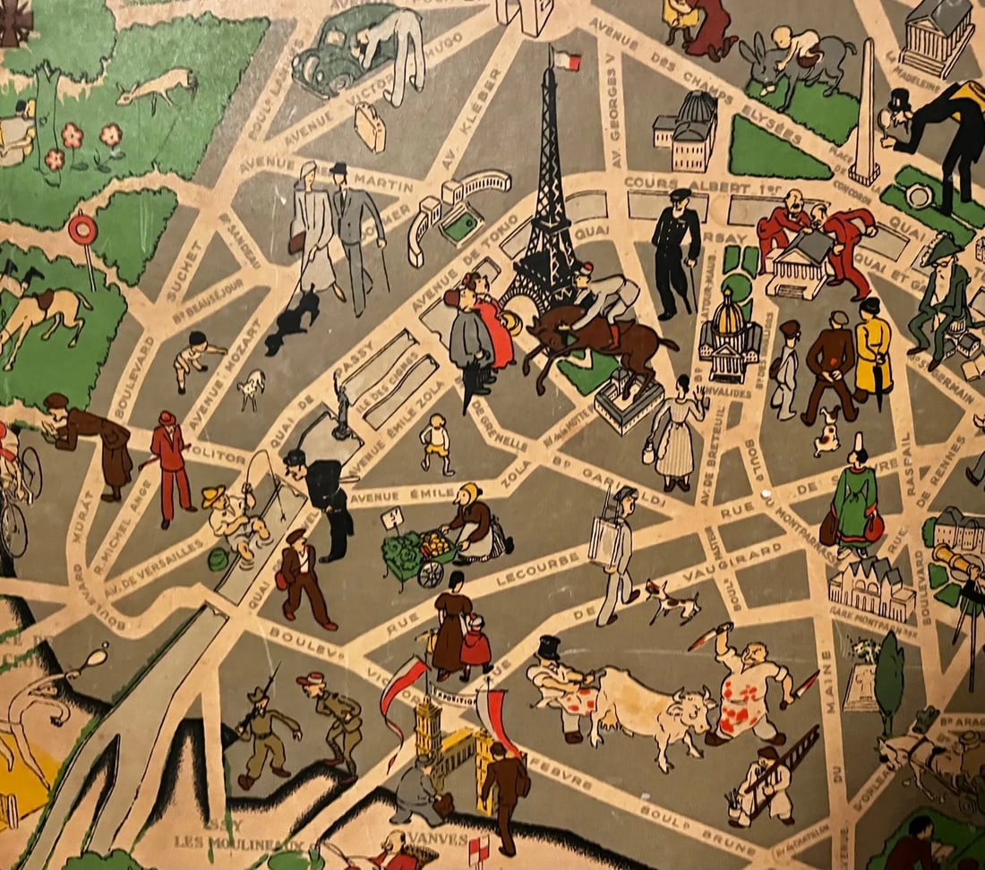 Paris Art Deco Cartoon Style Map From 1949 - 7