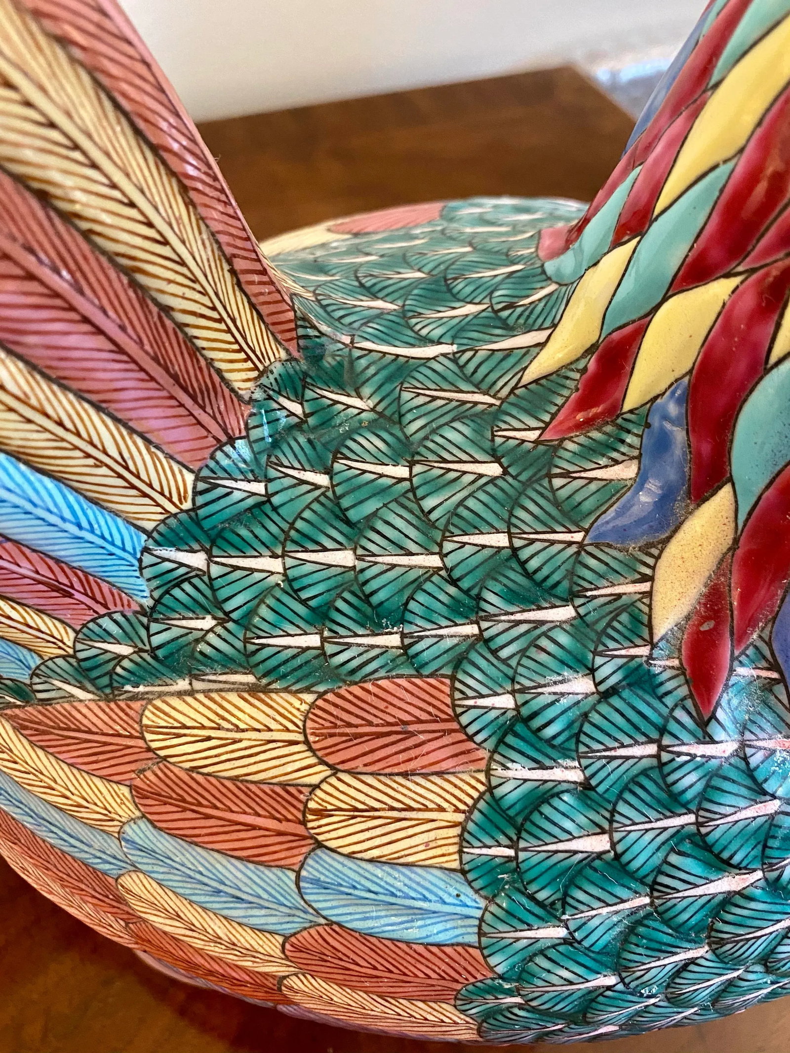 Mid 20th Century Antique Chinese Export Polychrome Porcelain Chicken, Hen, Rooster Form Tureen Box, - 4