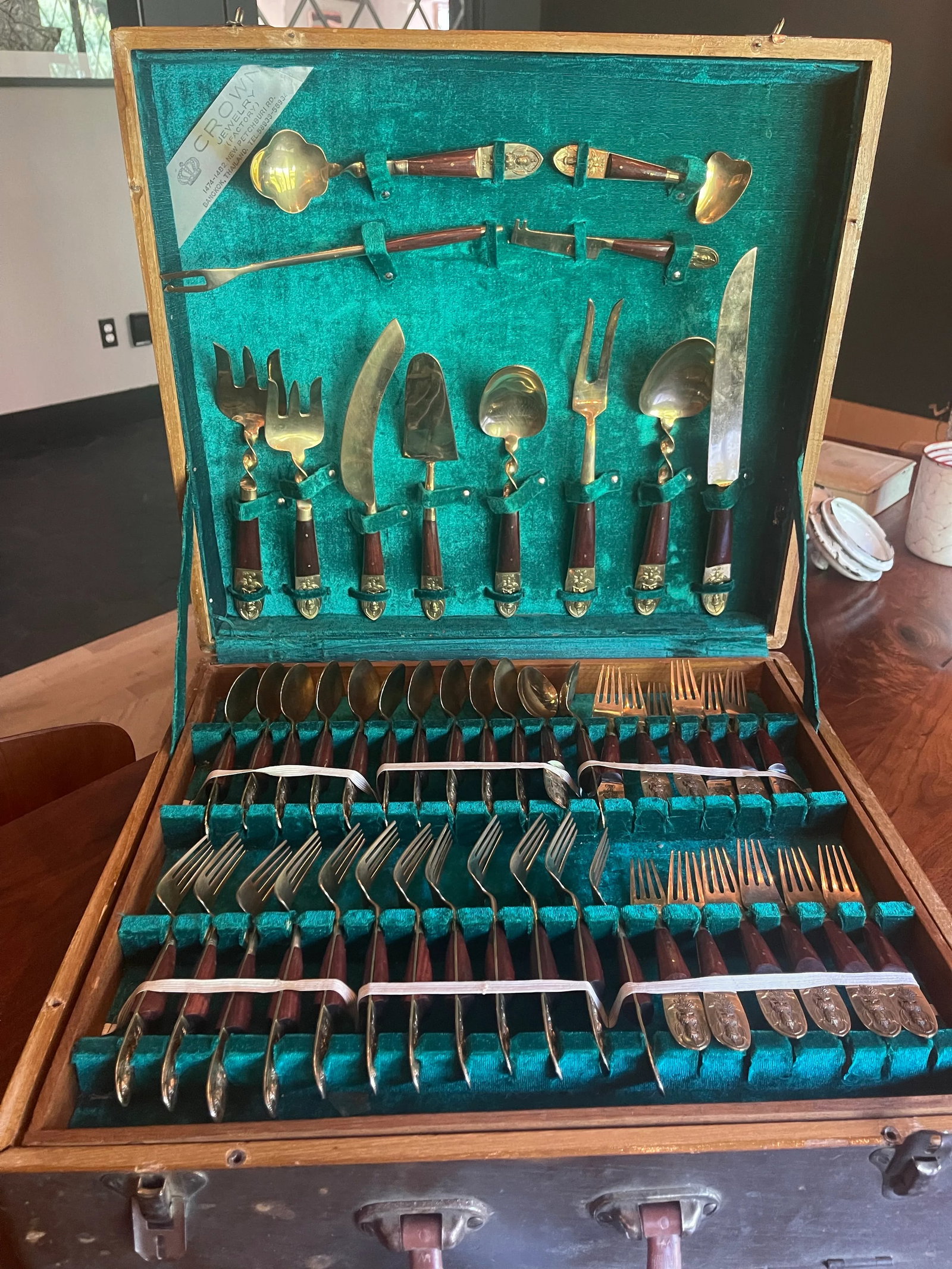 Mid-Century Modern Rosewood and Brass Flatware Set- 162 Pieces - 2