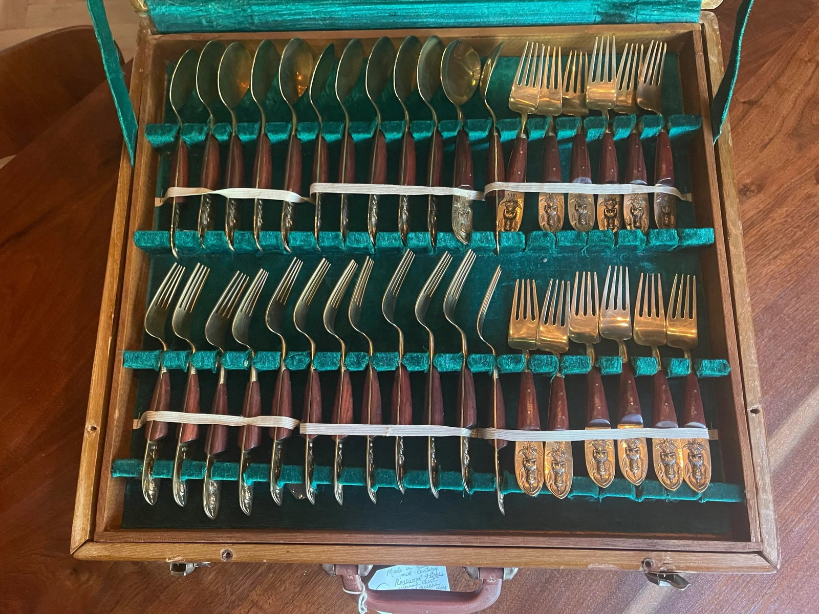 Mid-Century Modern Rosewood and Brass Flatware Set- 162 Pieces - 3