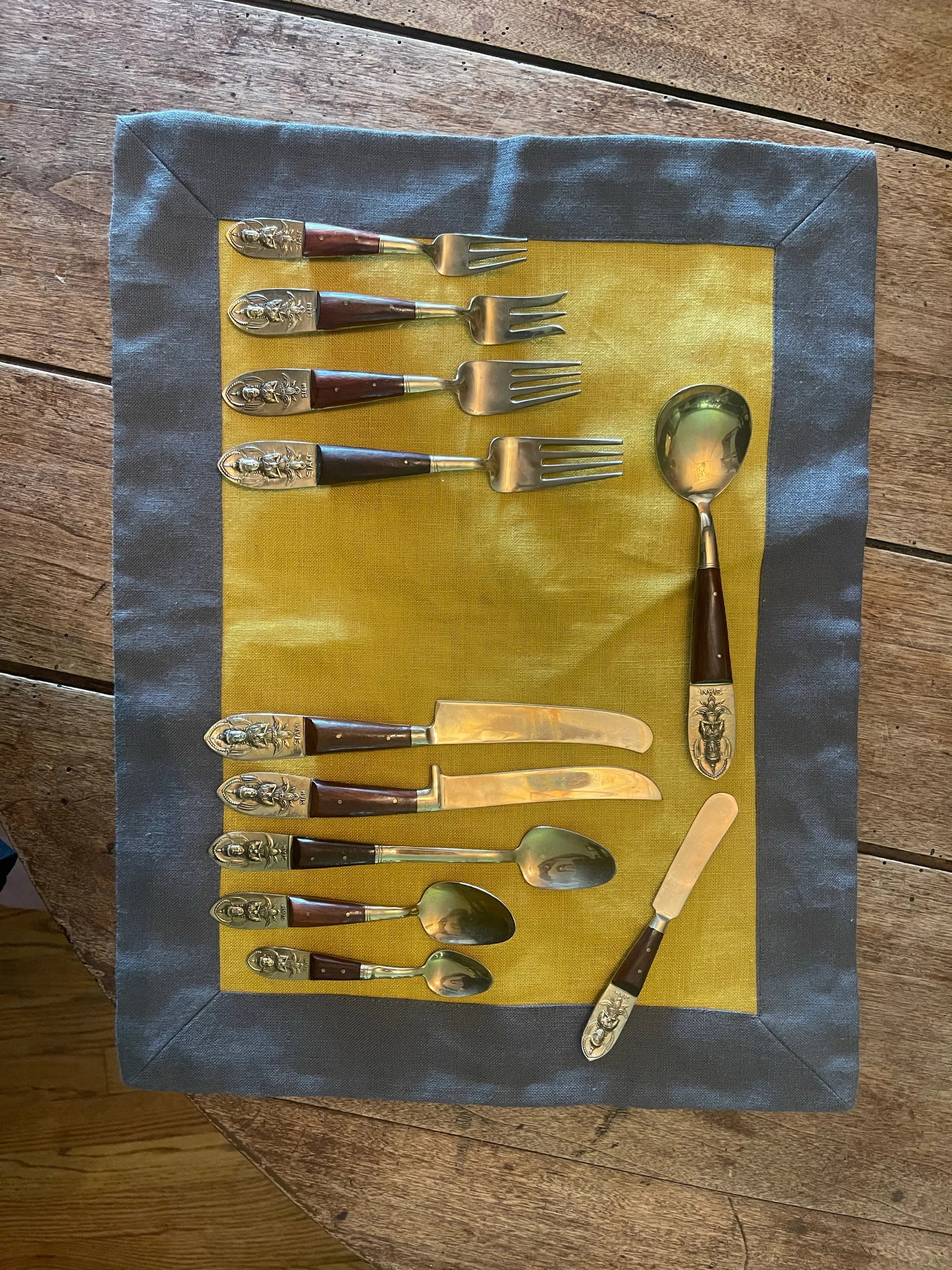 Mid-Century Modern Rosewood and Brass Flatware Set- 162 Pieces - 7