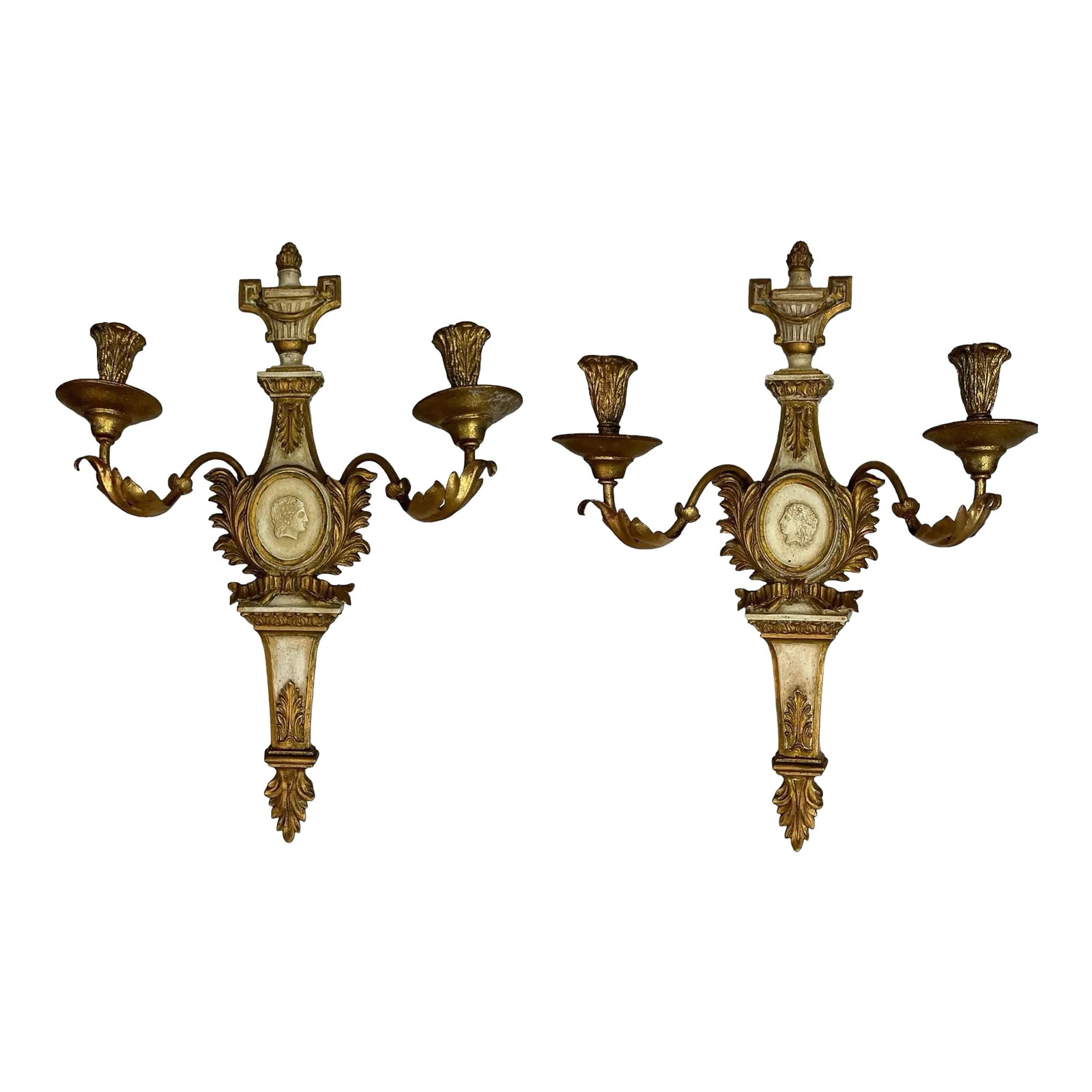 Neo-Classical Carved Grand Tour Style Gilt Tole Wall Sconces by Palladio - Pair (1 of 8)