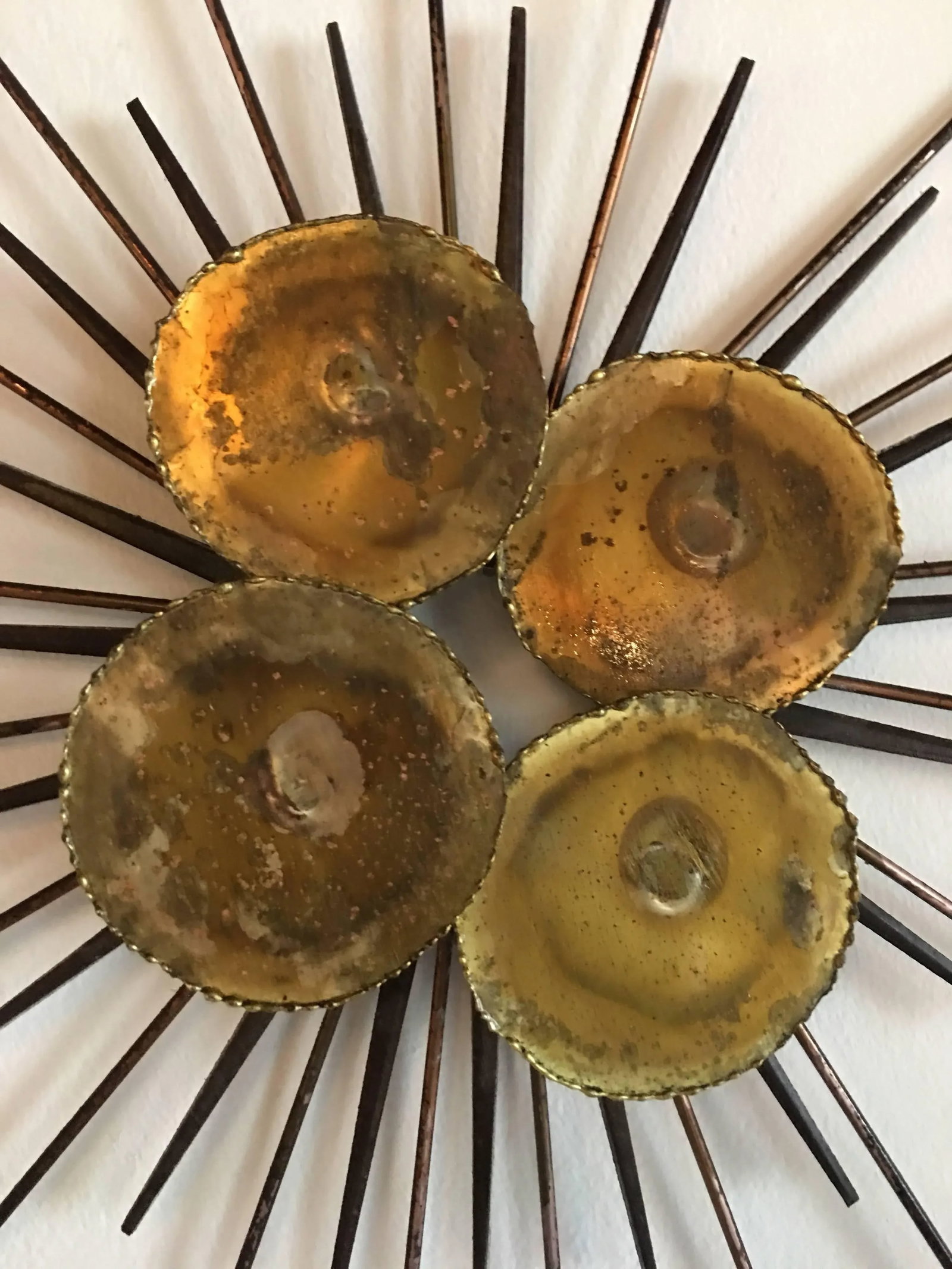 Mid-Century Modern Brutalist Metal Sunburst Wall Sculpture - 2
