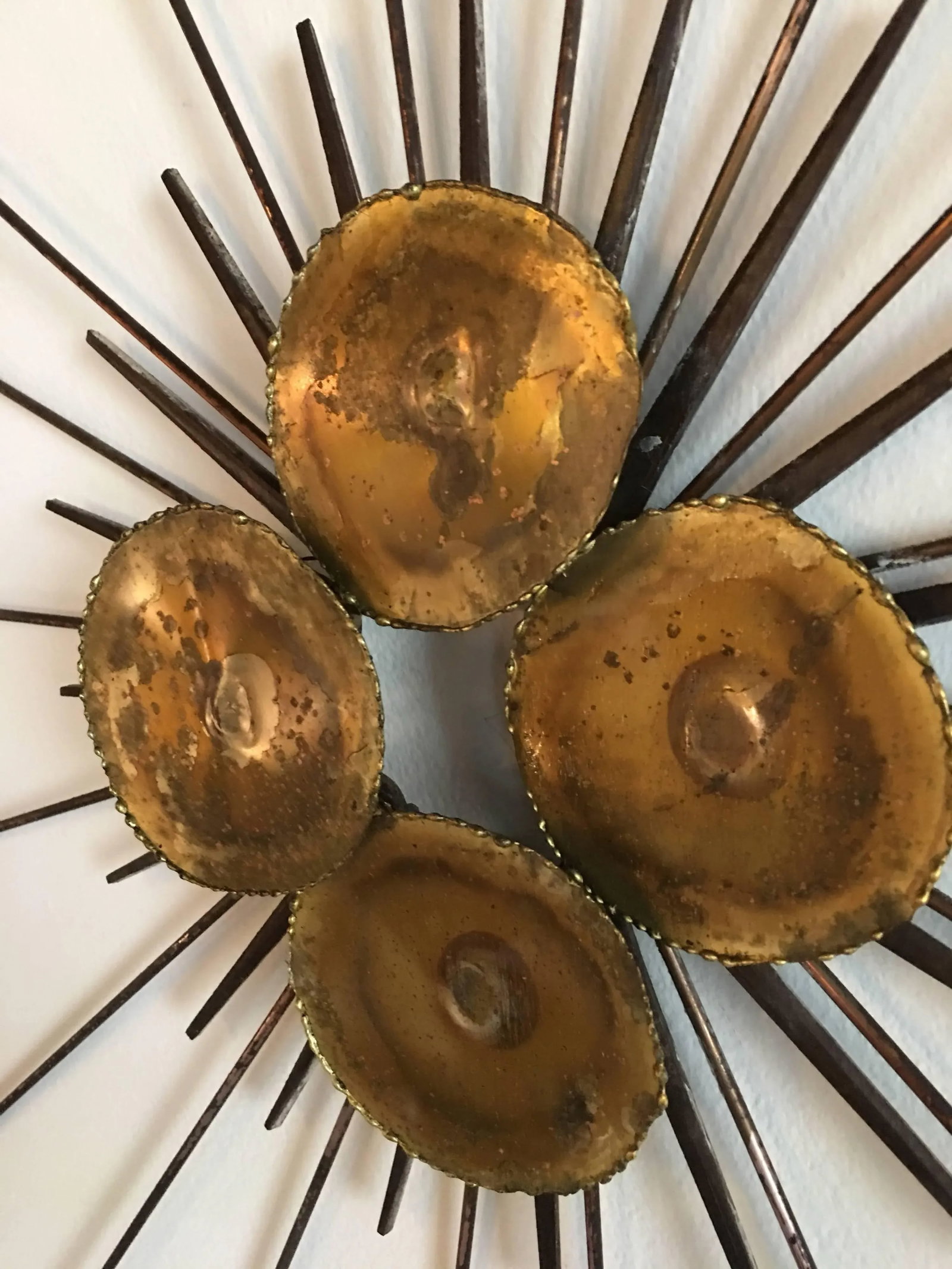 Mid-Century Modern Brutalist Metal Sunburst Wall Sculpture - 3