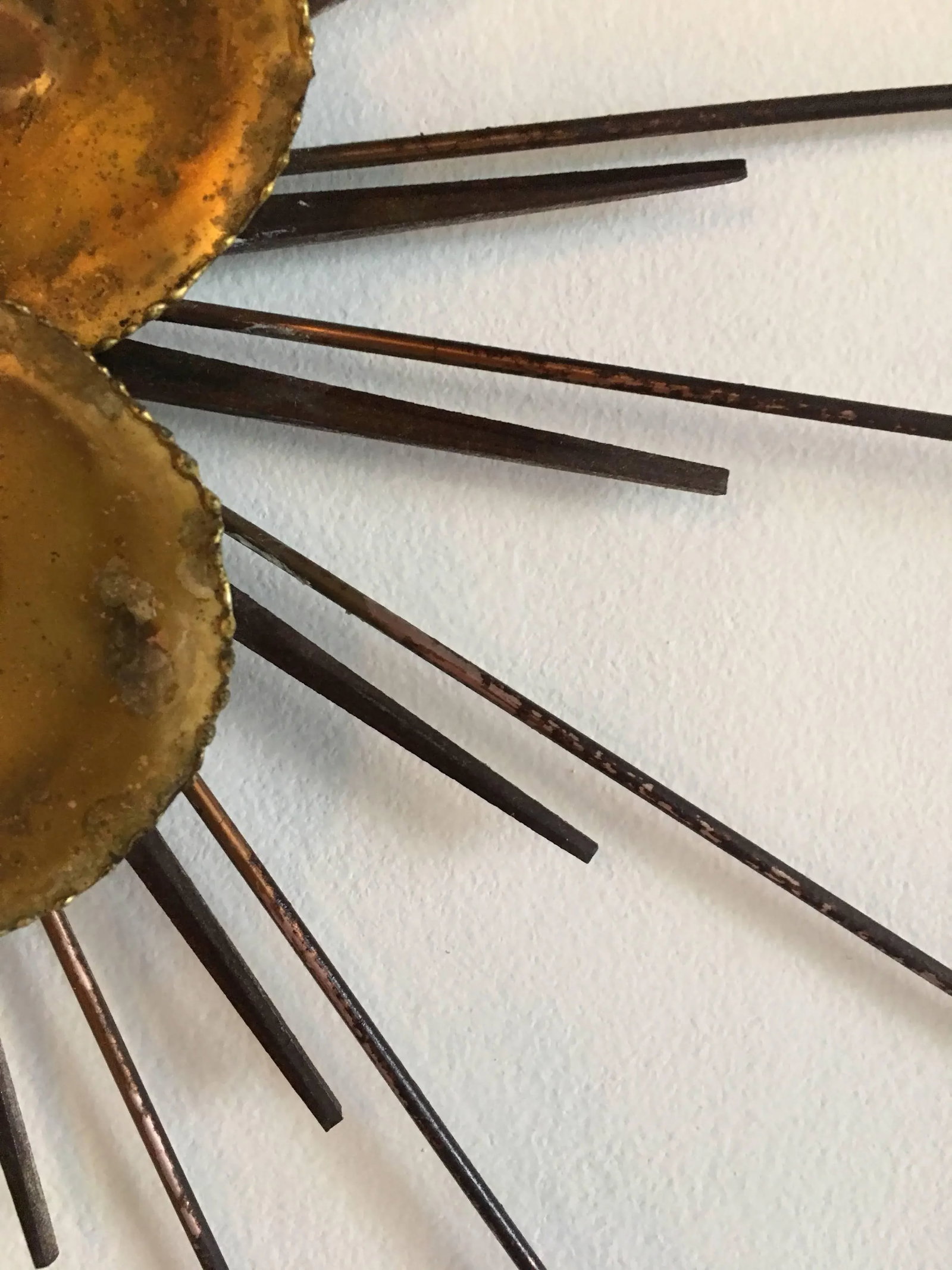 Mid-Century Modern Brutalist Metal Sunburst Wall Sculpture - 5