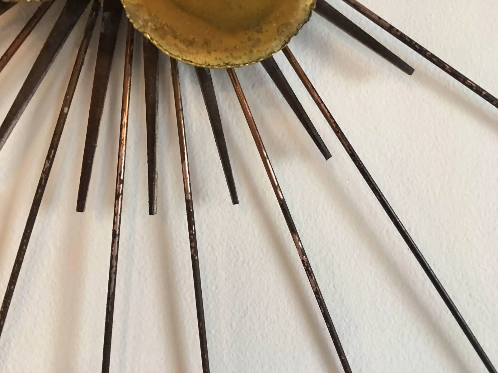 Mid-Century Modern Brutalist Metal Sunburst Wall Sculpture - 6