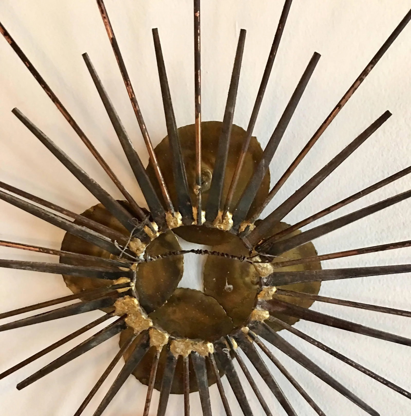 Mid-Century Modern Brutalist Metal Sunburst Wall Sculpture - 7