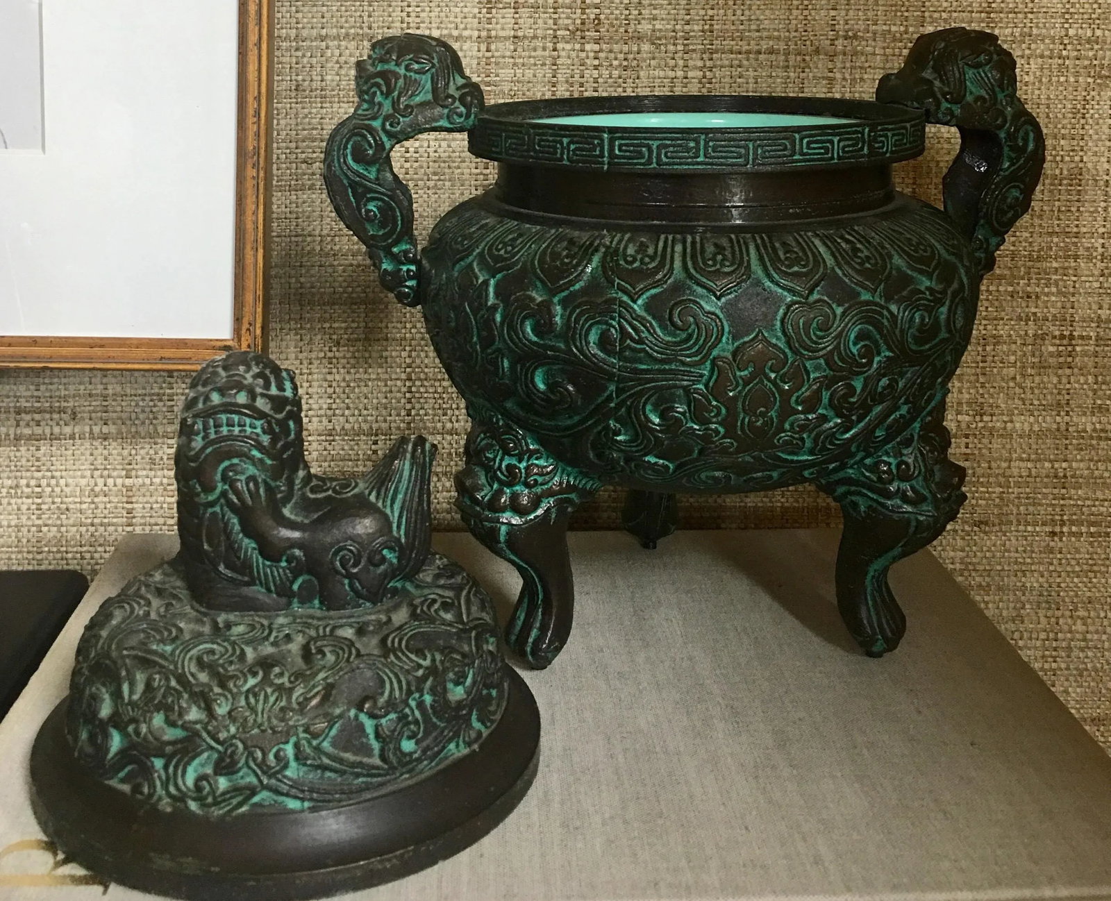 Midcentury James Mont Style Asian Style Greek Key Ice Bucket Urn - 12