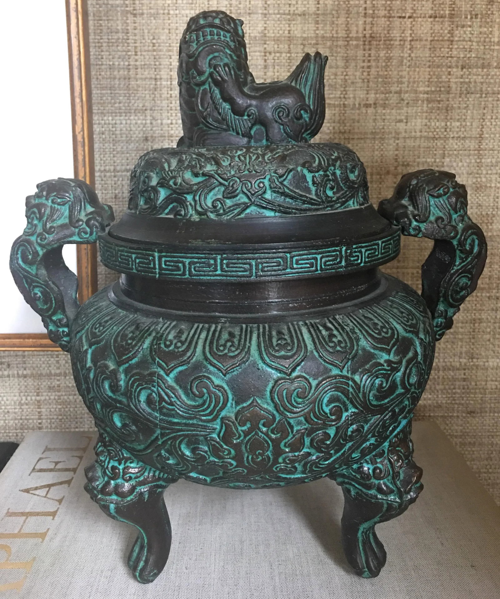Midcentury James Mont Style Asian Style Greek Key Ice Bucket Urn - 2