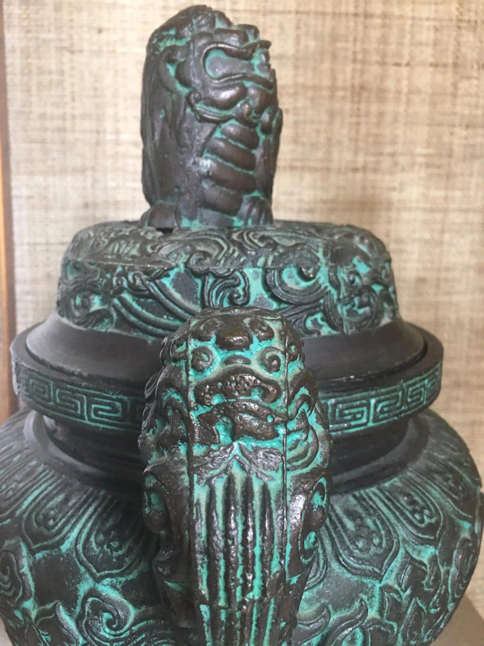 Midcentury James Mont Style Asian Style Greek Key Ice Bucket Urn - 9