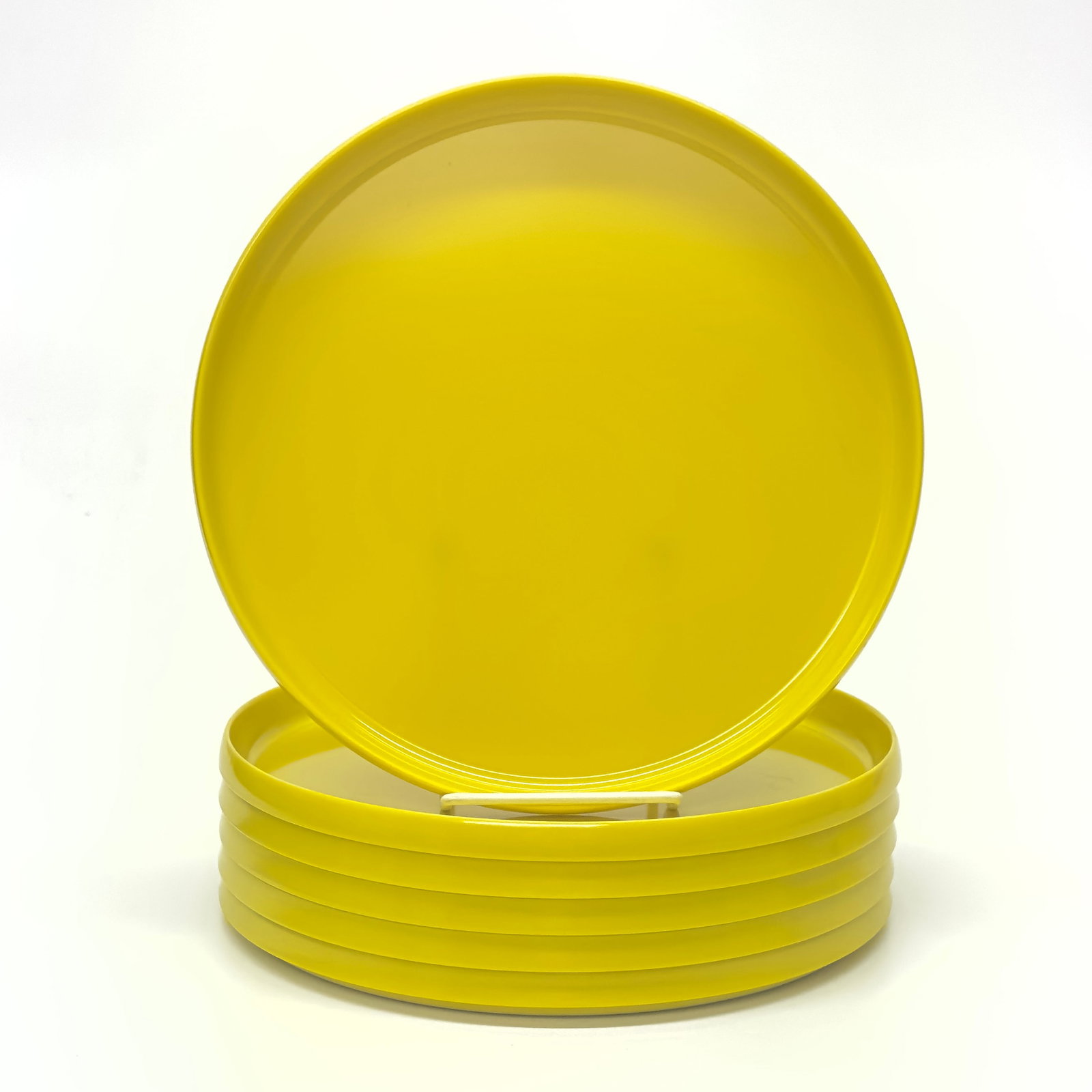 1970s Yellow Melamine Oblique Dinnerset by P M C - Place Settings for 6 / 16 Pieces - 9