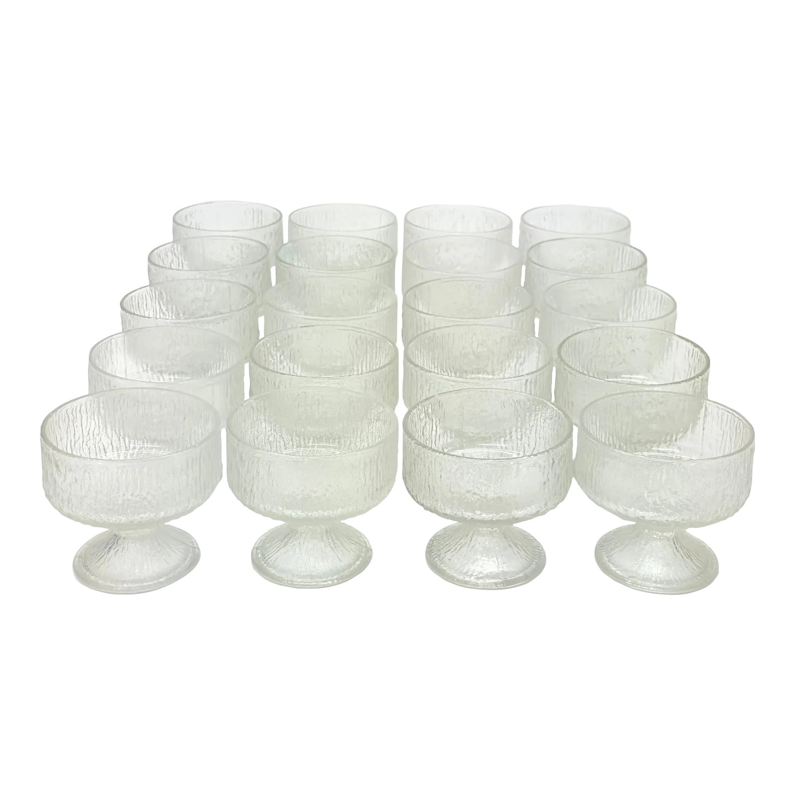 Mid-Century Modern Indiana Glass "Crystal Ice" Textured Dessert Bowls - Set of 20 (1 of 5)