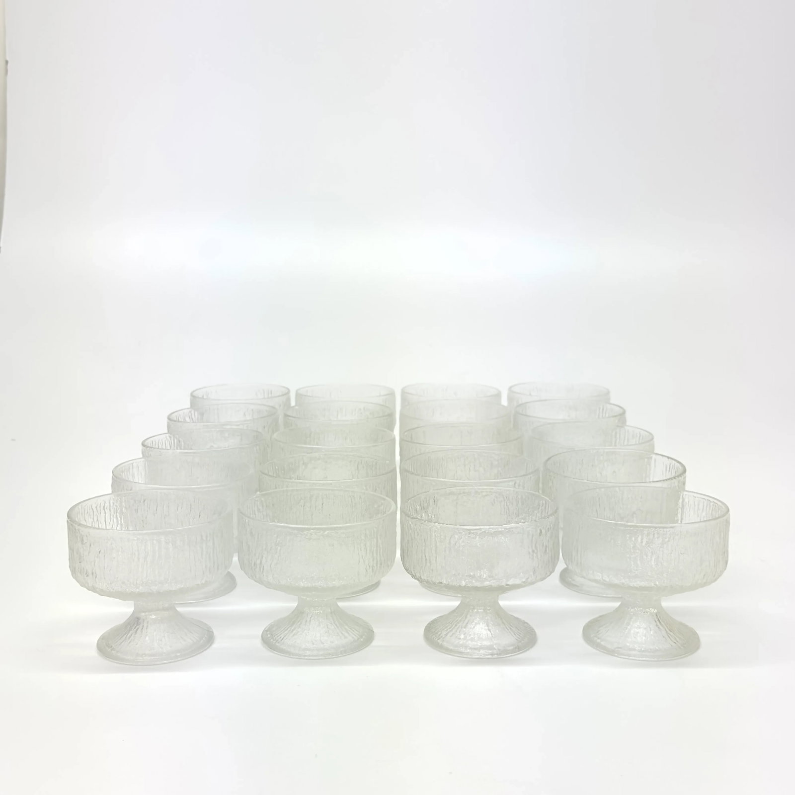 Mid-Century Modern Indiana Glass "Crystal Ice" Textured Dessert Bowls - Set of 20 - 2