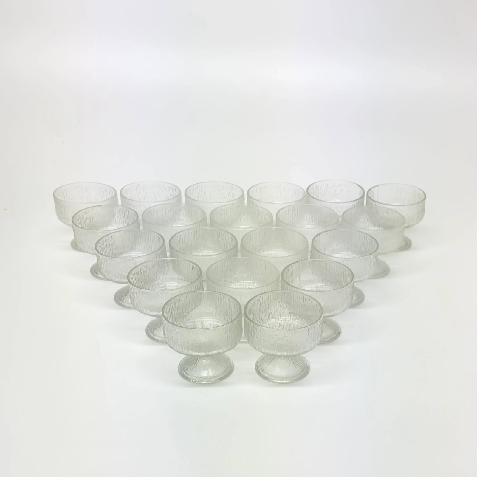 Mid-Century Modern Indiana Glass "Crystal Ice" Textured Dessert Bowls - Set of 20 - 3