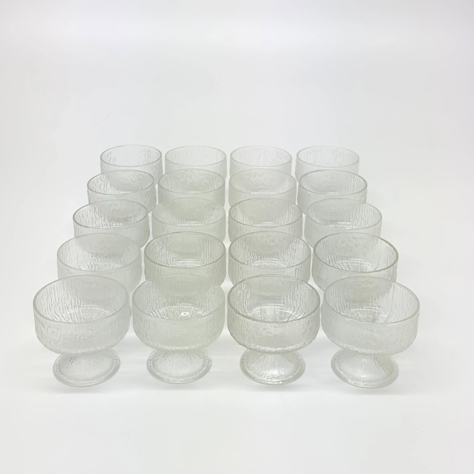 Mid-Century Modern Indiana Glass "Crystal Ice" Textured Dessert Bowls - Set of 20 - 5