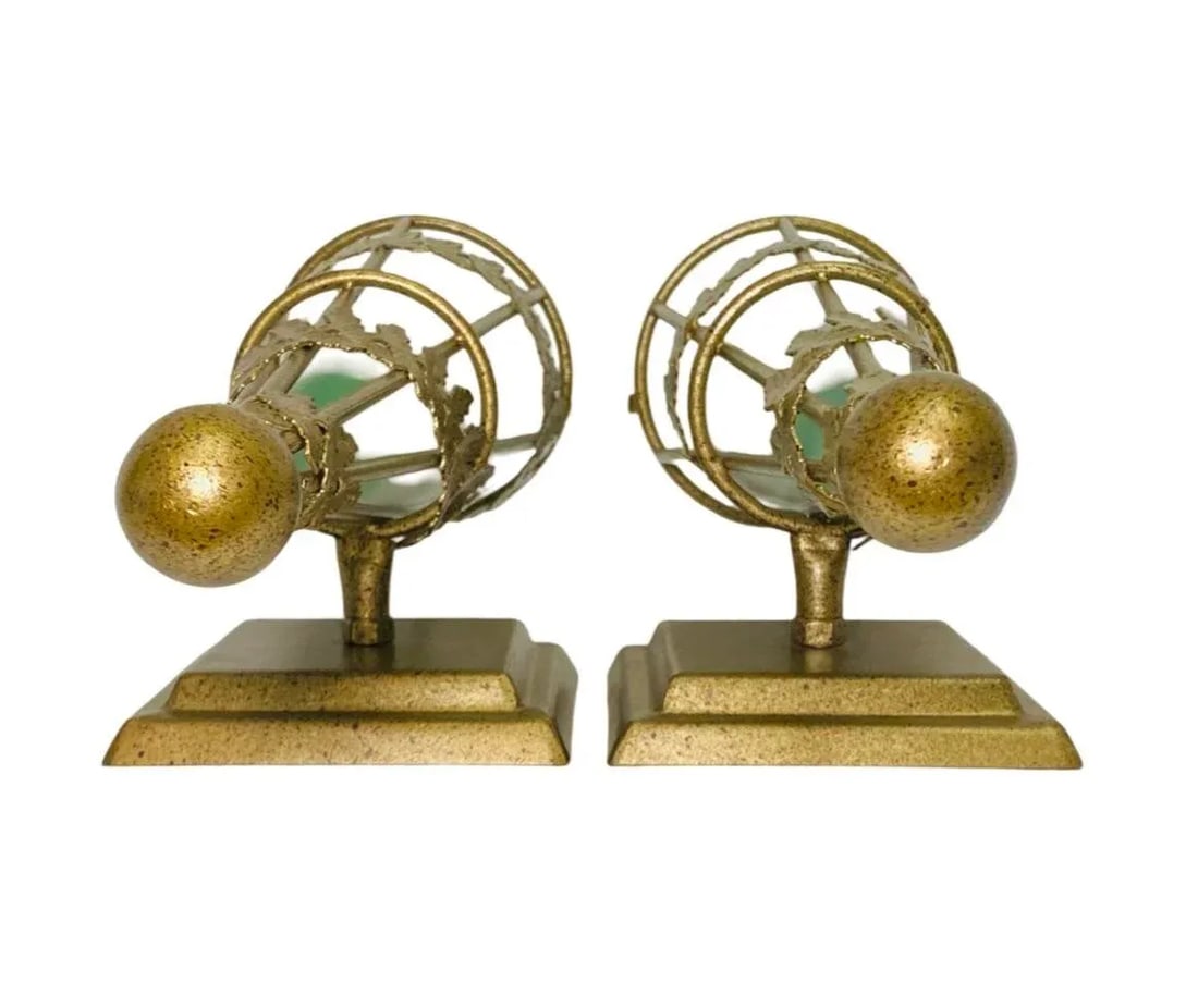Vintage Art Deco Wall Sconces, Non-Electrical Metal With Frosted Glass Insert - a Pair - 7