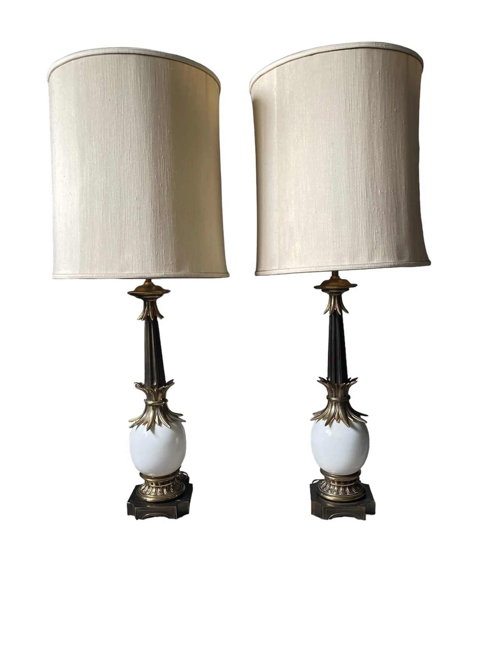 Mid Century Hollywood Regency Stiffel Ostrich Egg Lamps- a Pair - 11