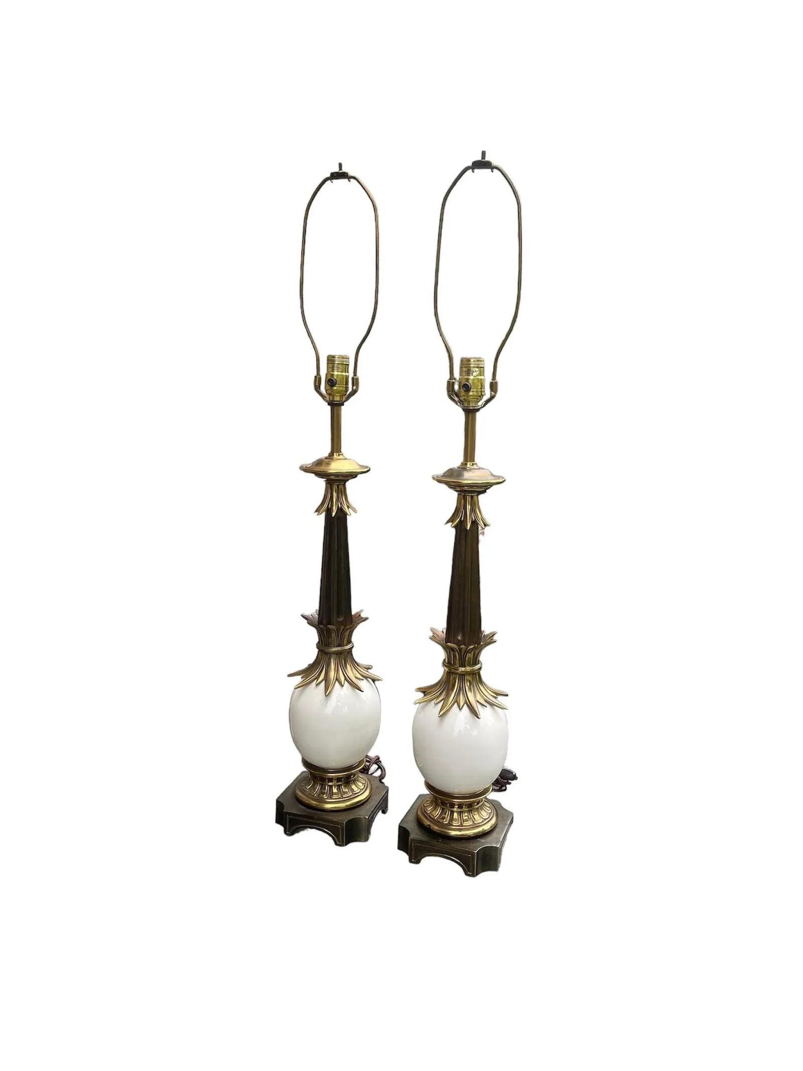 Mid Century Hollywood Regency Stiffel Ostrich Egg Lamps- a Pair - 2
